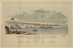 Panoramisch uitzicht op Kronstadt en Sint-Petersburg