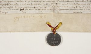 Pauselijke bul die het charter van bisschop Henry Wardlaw bevestigt, recto