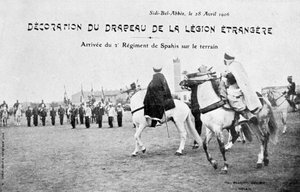 Parade van de vlag van het Franse Vreemdelingenlegioen, Sidi Bel Abbes, Algerije