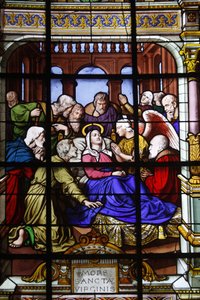 Kerk Saint Laurent glas-in-lood: De dood van Maria, Parijs, Frankrijk door Unbekannt