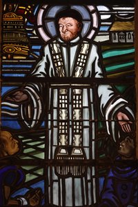 Parijs, Frankrijk Saint Laurent kerk glas-in-lood: Sint Vincentius van Paulo, Parijs, Frankrijk