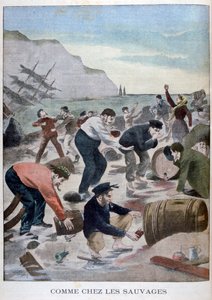 Mensen redden items van een schipbreuk op het Isle of Wight, 1902 door Unbekannt