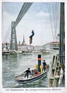 Persoon duikt 55 meter van Portside, Rouen, 1901