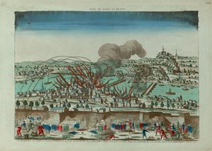 Perspectiefweergave van het beleg en bombardement van de stad Lyon in oktober 1793 door Unbekannt