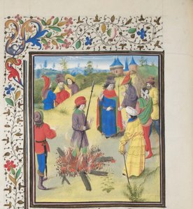 Peter Bartholomeus ondergaat de vuurproef. Miniatuur uit de Historia door Willem van Tyrus, 1460s door Unbekannt