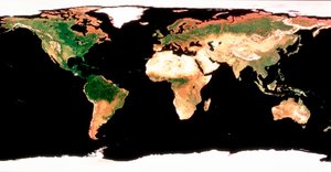 Fotomozaïek van de aarde zonder wolkenbedekking door Unbekannt
