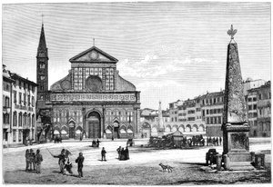 Piazza en kerk van Santa Maria Novella, Florence, Italië, 1882 door Unbekannt