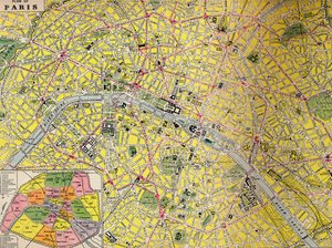 Plan van Parijs - Centraal District van de Stad van het Licht, ca. 1930s
