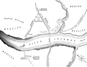 Plan van de ramp aan de Intombe-rivier 12 maart 1879, c1880 door Unbekannt