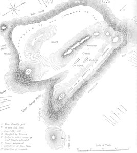 Plan van de top van Majuba Hill, 27 februari 1881