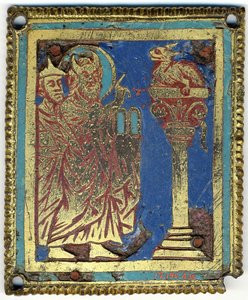 Plaquette met Mozes, Aaron en de koperen slang