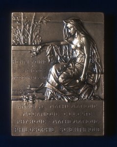 Plaquette ter herdenking van de dood van Henri Poincare, Franse wiskundige, 1912