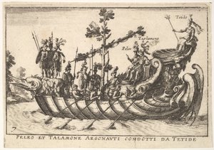 Plaat 7: Peleo et Talamone Argonauti condotti da Tetide, uit Het prachtige schouwspel op t..., 1664