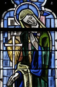 Poissy collegiale kerk. Glas-in-loodraam. Saint Margaret van Antiochië, Poissy, Frankrijk door Unbekannt