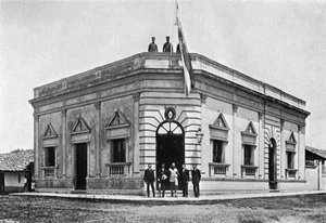 Kantoor van de politiemagistraat, Carapegua, Paraguay, 1911