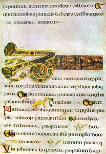 Gedeelte van Het Argument voor het Evangelie van St. Johannes, 800 AD, 20e eeuw door Unbekannt