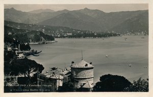 Portofino - Castello Braun en Panorama Golfo Tigulio, ca. 1900 door Unbekannt