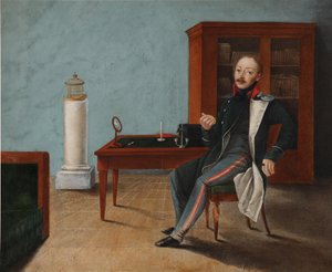 Portret van Alexander Stepanovich Talyzin 1795-1858 in zijn studio, 1820s