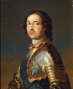 Portret van keizer Peter I de Grote 1672-1725 in ridderharnas door Unbekannt