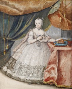 Portret van Keizerin Maria Theresia van Oostenrijk 1717-1780 in Kant Lange Jurk, ca. 1740 door Unbekannt