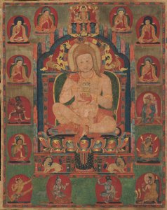 Portret van Jnanatapa Bijgestaan door Lamas en Mahasiddhas, ca. 1350 door Unbekannt