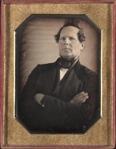 Portret van man die van de camera weg leunt, late jaren 1840 door Unbekannt