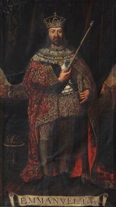 Portret van Manuel I van Portugal 1469-1521, 1495 door Unbekannt