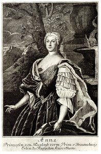 Portret van Prinses Anna Leopoldovna 1718-1746, moeder van tsaar Ivan VI door Unbekannt