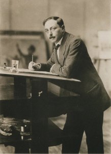 Portret van Thomas Theodor Heine in zijn studio, ca. 1913 door Unbekannt