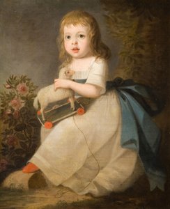 Portret van een Kind met een Speelgoed Schaap