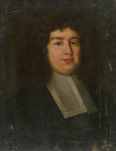 Portret van een man met een witte kraag door Unbekannt