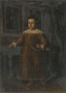 Portret van een staand meisje door Unbekannt
