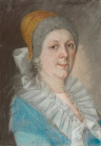 Portret van een vrouw met een parelketting door Unbekannt