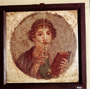 Portretschilderij van Sappho, Pompeii, Italië