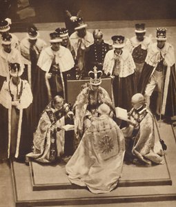 Primaat knielt bij de knieën van de koning, 12 mei 1937 door Unbekannt