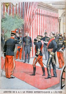 Prins Kotohito Kan in aankomst bij het Élysée-paleis, Parijs, 1900