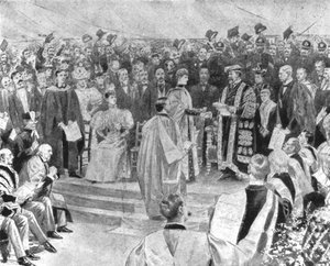 Prinses Alexandra ontvangt de graad van Doctor in de Muziek...1896, 1901 door Unbekannt