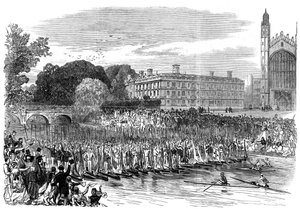 Processie van boten in Cambridge, 1870 door Unbekannt