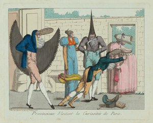 Provinciaux die de curiositeiten van Parijs bezoeken, ca. 18e eeuw door Unbekannt