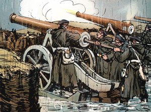 Pruisische artilleriebatterij in actie, Frans-Pruisische Oorlog