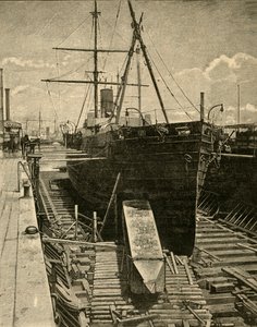 Het plaatsen van de obelisk in het ruim van de stoomboot