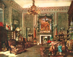 Chinese Chippendale-kamer van koningin Mary in Buckingham Palace, ca. 1935