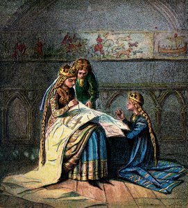 Koningin Matilda En Haar Wandtapijt, ca. 1850 door Unbekannt