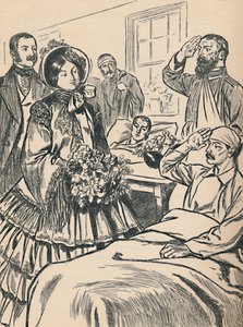 Koningin Victoria bezoekt haar gewonde soldaten, ca. 1907 door Unbekannt