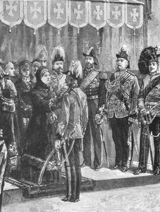 Koningin Victoria decoreert Officieren...in Windsor, 8 december 1879, 1901