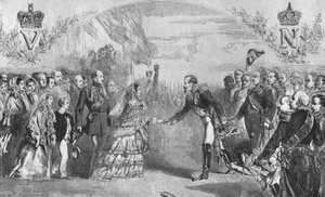Koningin Victoria ontvangen in Boulogne door Keizer Napoleon III, 18 augustus 1855, 1901 door Unbekannt