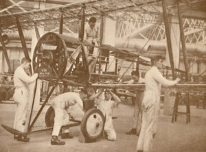 RAF-leerlingen die een vliegtuig tuigden op de technische school, Halton, Buckinghamshire, 1927