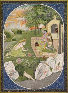 Rama, Sita en Lakshmana in het bos, pagina uit de Ramayana-verhalen van God Rama door Unbekannt