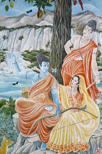 Rama, Sita en Laxman. Pashupatinah, Kathmandu, Nepal door Unbekannt