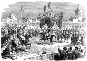Ontvangst van de keizer van Frankrijk op de kade in Algiers